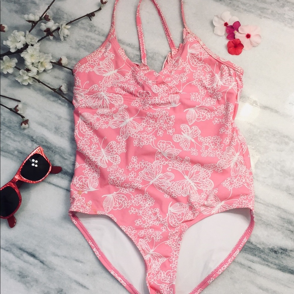 Lilly Pulitzer pink butterfly bathing suit